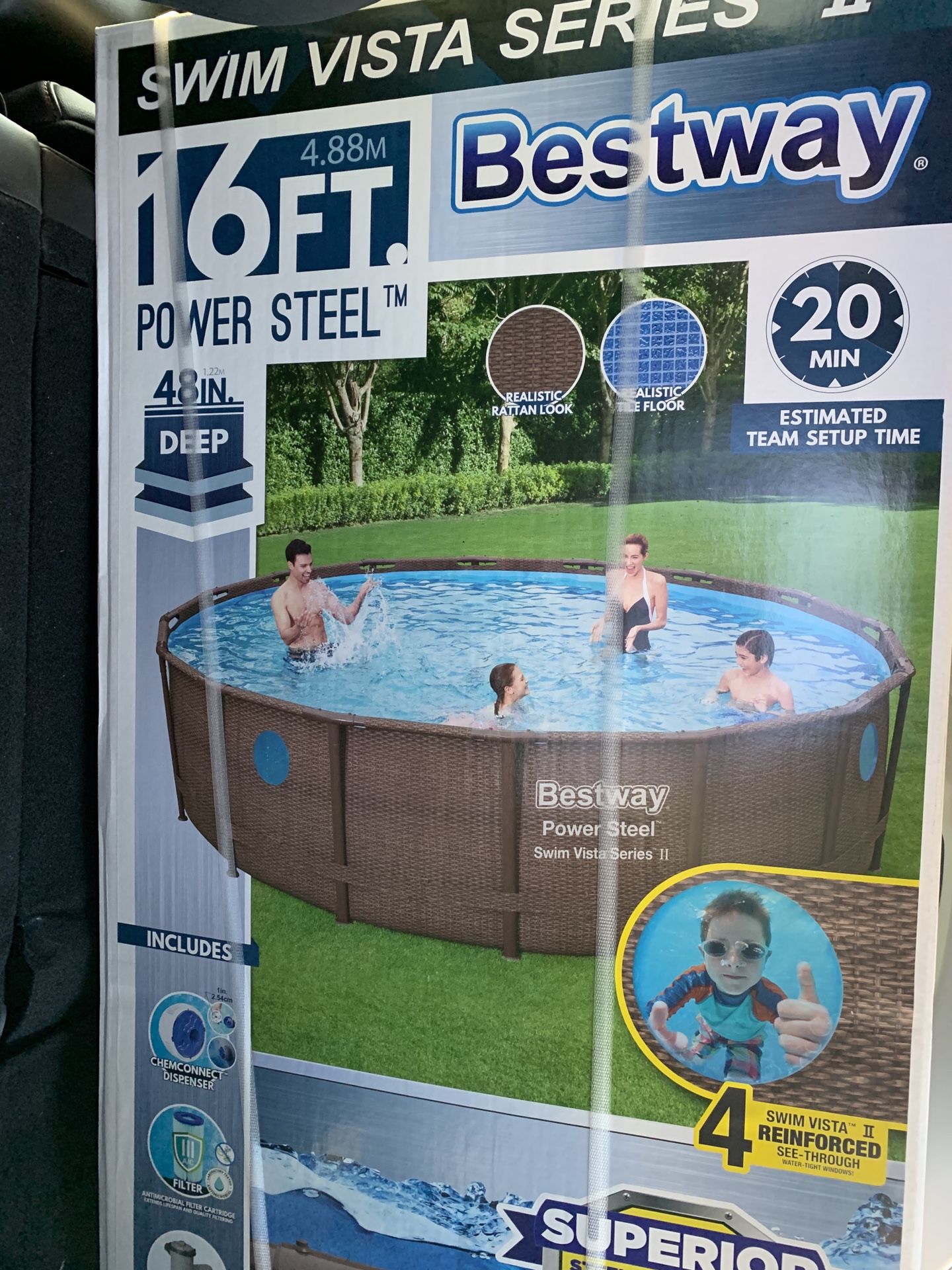 Brand New! Bestway 16 foot x 4 foot Pool - Power Steel Swim Vista Series 16' x 48"