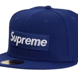 SUPREME X MLB BOX LOGO NEW ERA ROYAL LA DODGERS CAP 7 1/4 & 7 1/8