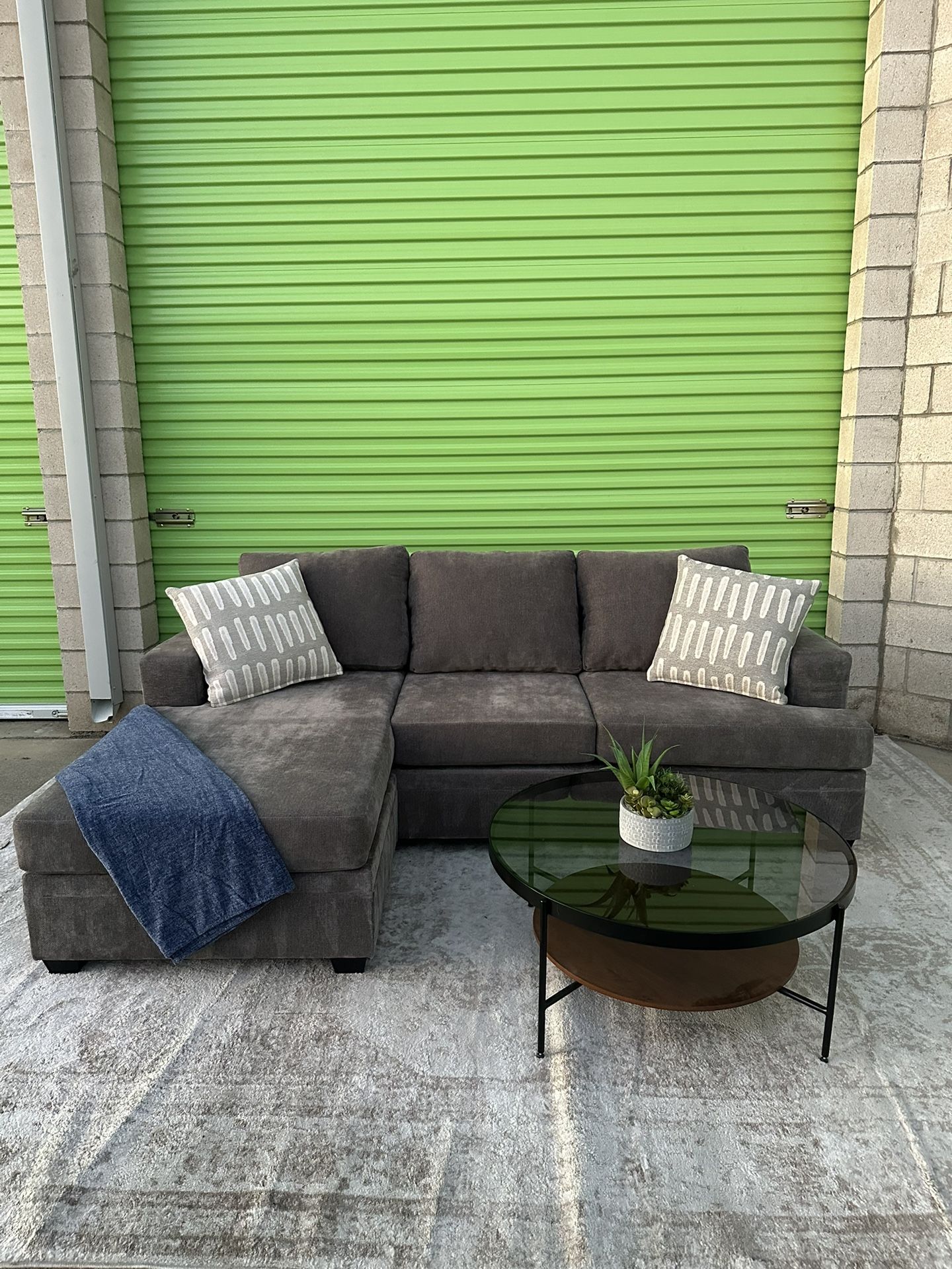 *Free Delivery* Gray Living Spaces Reversible Chaise Sectional Couch Sofa