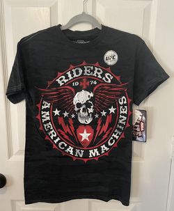 New MMA Elite American Machine Riders Skull Wings T-shirt Size L