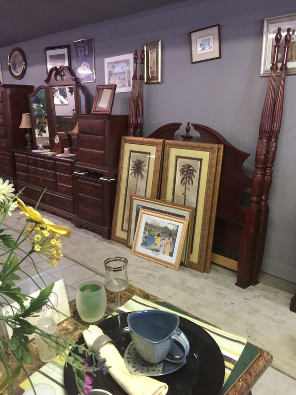 Rice bedroom set tall boy dresser mirror and two night ...