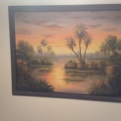 Vintage Oil On Canvas Org Painting