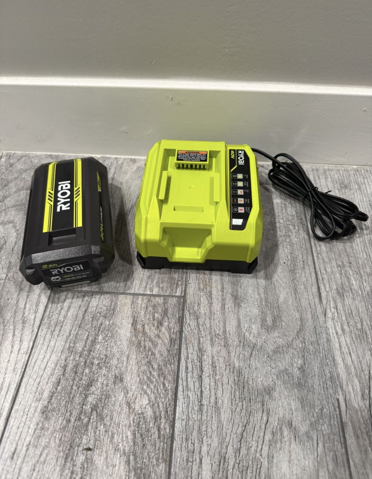 Ryobi 40V Lithium-Ion 2.0 Ah Battery and Rapid Charger