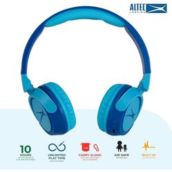 Altec Lansing Kid Safe 2-in-1 Bluetooth Wireless Blue Kid's Headphones