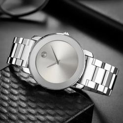 New Men's Silver Colored Minimalist 40mm Museum Style Analog Quartz Watch!!!!!!!!!!!!!!!!!!!!!!!!!!!!!!!!!!!!