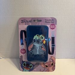 Disney Stitch Crossbody Phone Bag Fits All Phones Adjustable Straps Blue New