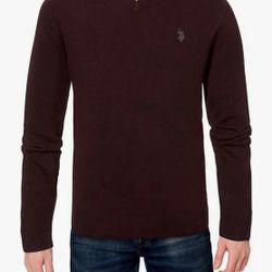 U.S. Polo Assn. mens Solid V-Neck Long-Sleeve Sweater (Burgundy, Large)