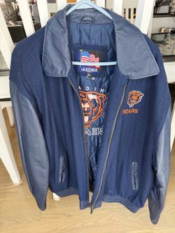🏈🔥 RARE CHICAGO BEARS WOOL & LEATHER JACKET — ONLY $100! 🔥🏈