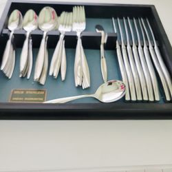 Vtg Scientific Solid Stainless by Oneida Ltd  Flatware 50 Pcs Serving For 8 