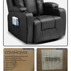 New ComHoma Black Leather Reclining Chair 99$