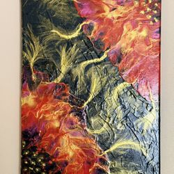 🌺🔥 “Crimson Bloom” – Original Acrylic Canvas Art