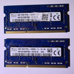 8GB (2x4GB) SK Hynix DDR3L 1600 PC3L-12800S Laptop RAM HMT451S6BFR8A