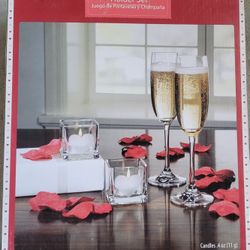 Romantic Champagne Candles & Rose Pedals Kit Engagement Marriage Proposal New Years 