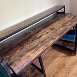 Wooden Desk With Top Shelf