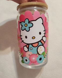 16oz Glass Can Cup w/bamboo lid & straw