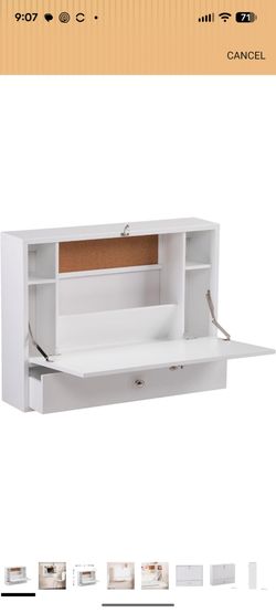 SEI Furniture Wall Mount Folding Floating Desk in White