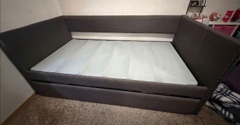 Gray Upholstered Daybed with Trundle - $175 OBO