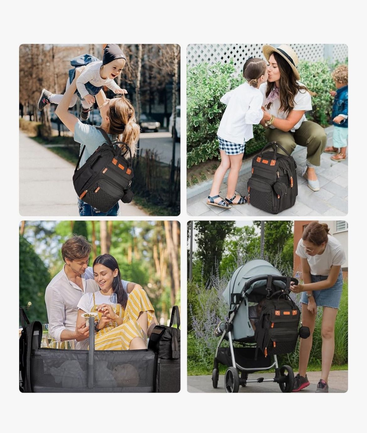 Baby Diaper Bag, Backpack with Changing Table, Insulated Pacifier Case, Multifunctional Waterproof Travel Diaper Bag