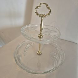 Double Glass Dessert Tray
