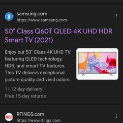 Samsung 50" Tv 4k Smart Qled *screen Artifact
