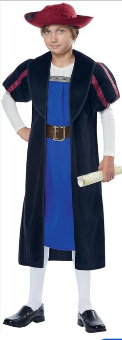 S105) 12 to 14 Prince Renaissance Royal Halloween Christopher Columbus or explorer costume cosplay School project wax museum