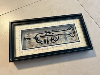 Beautiful Trumpet Wall Art Frame Glass Ruth Bush