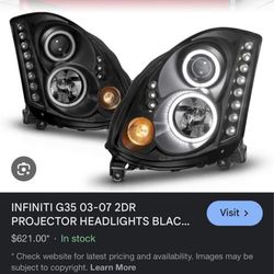 INFINITI G35 03-07 Projector Headlights Black w/ RX Halo - Trade for Spec-D Chrome
