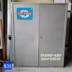 vintage Blue Streak ignition auto parts service station cabinet