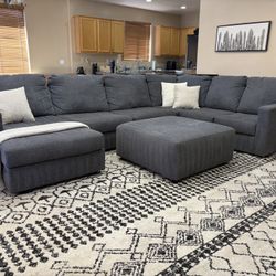 Dark Grey Ashley Sectional W Ottoman