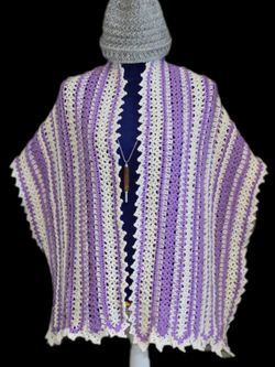 Handmade Crochet Wrap Purple And White
