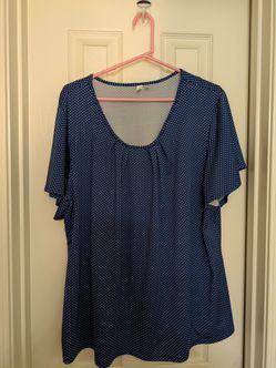 Navy Blue Polka Dot Blouse 3XL