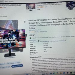 Gaming Monitor 180hz Brand New 