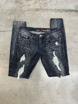 Almost Famous Rhinestone Distressed Skinny Jeans