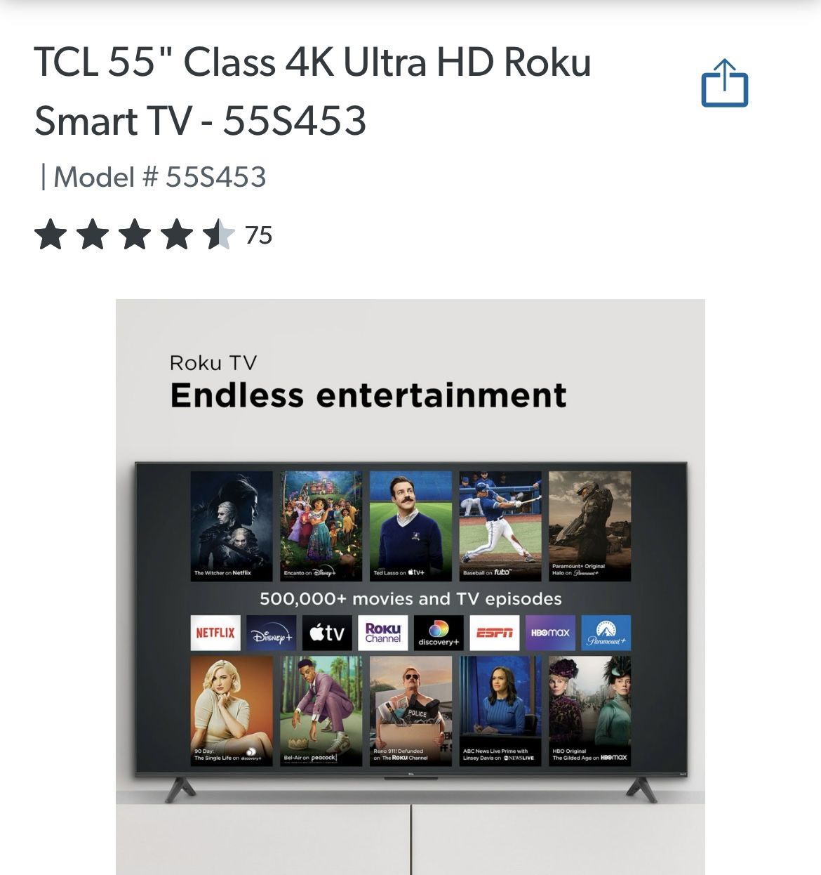 New In Box TCL 55" Class 4k Ultra HD Roku Smart Tv