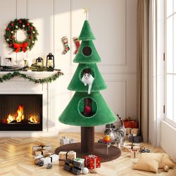 O579 $40 63 Inches Cat Tree for Indoor Kitty/Tower with 3 Condos/ 5ft Christmas Tree Party Decoration/Activity Center Play House and Beds/Green Targ