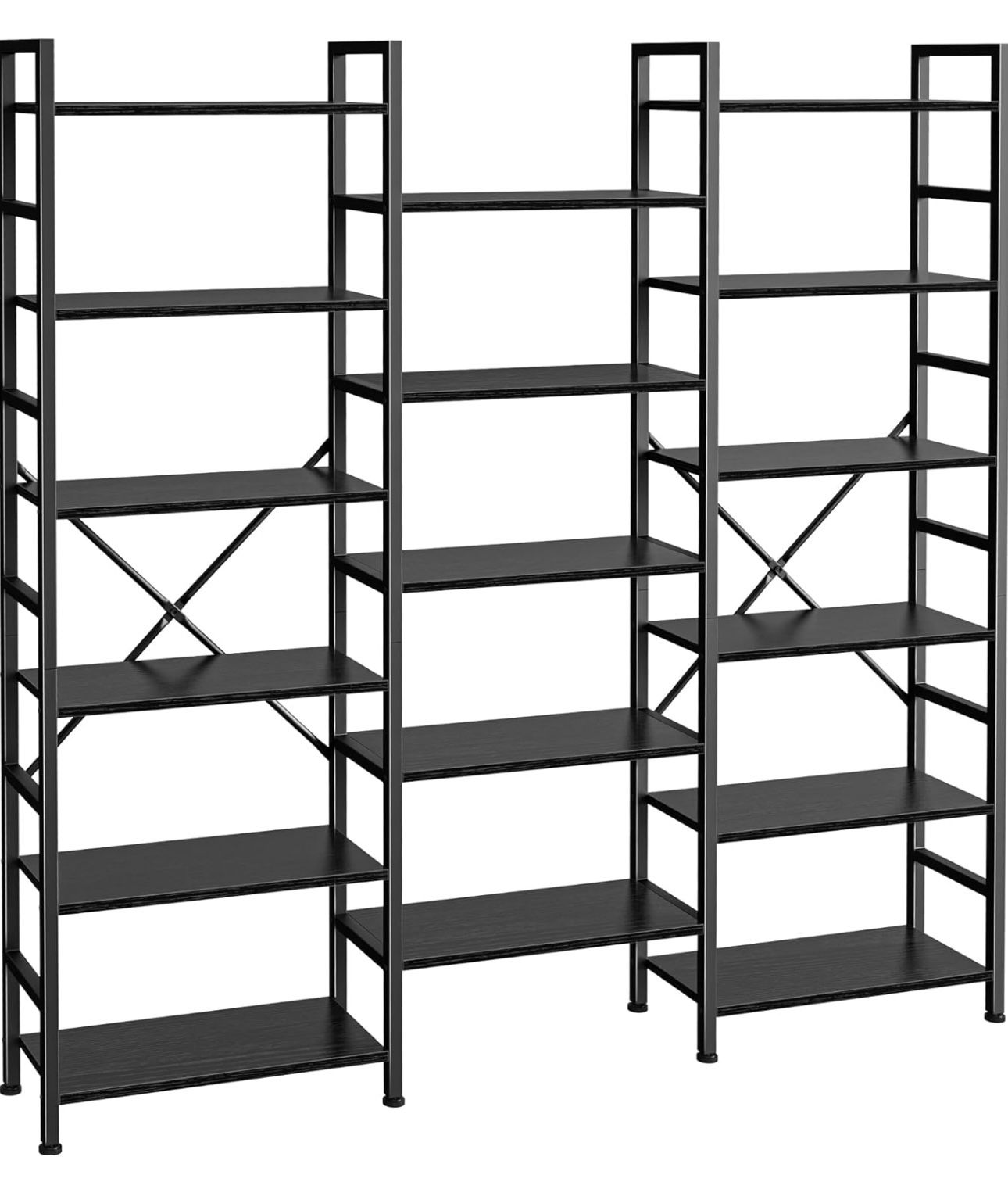 😀Triple 6 Tier Bookshelf, Bookcase with 17 Open Display Shelves