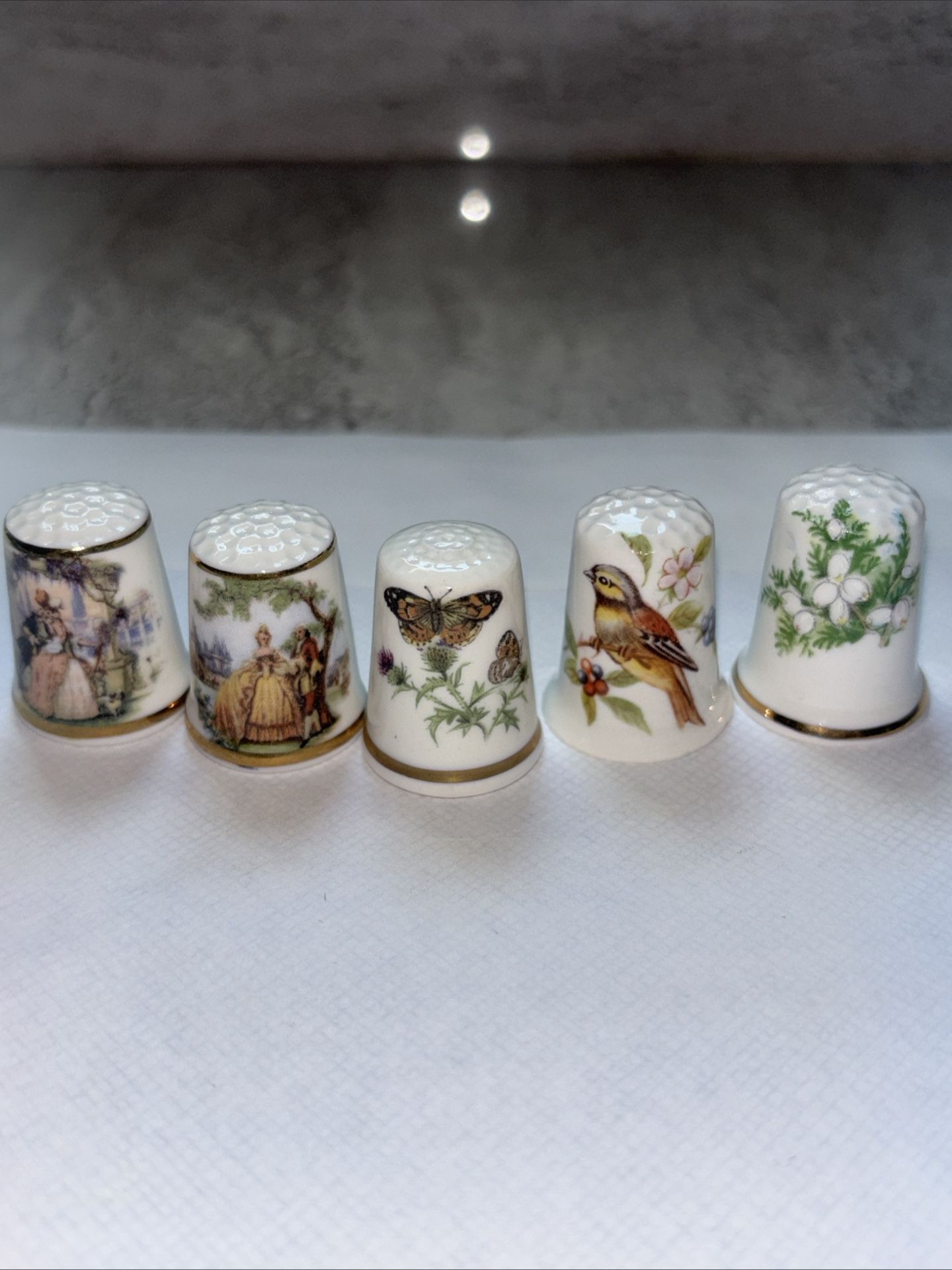 Lot Of 5 Vintage Bone China Thimbles