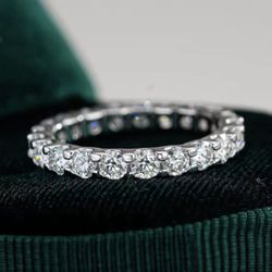 3mm Size 7 Moissanite Eternity Ring  S925 Silver Engagement Rings