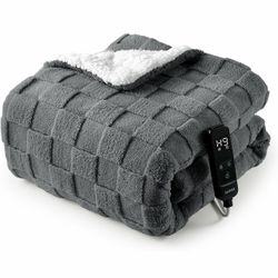 GARVEE Heated Throw Blanket 50x60 Gray Electric with Controller