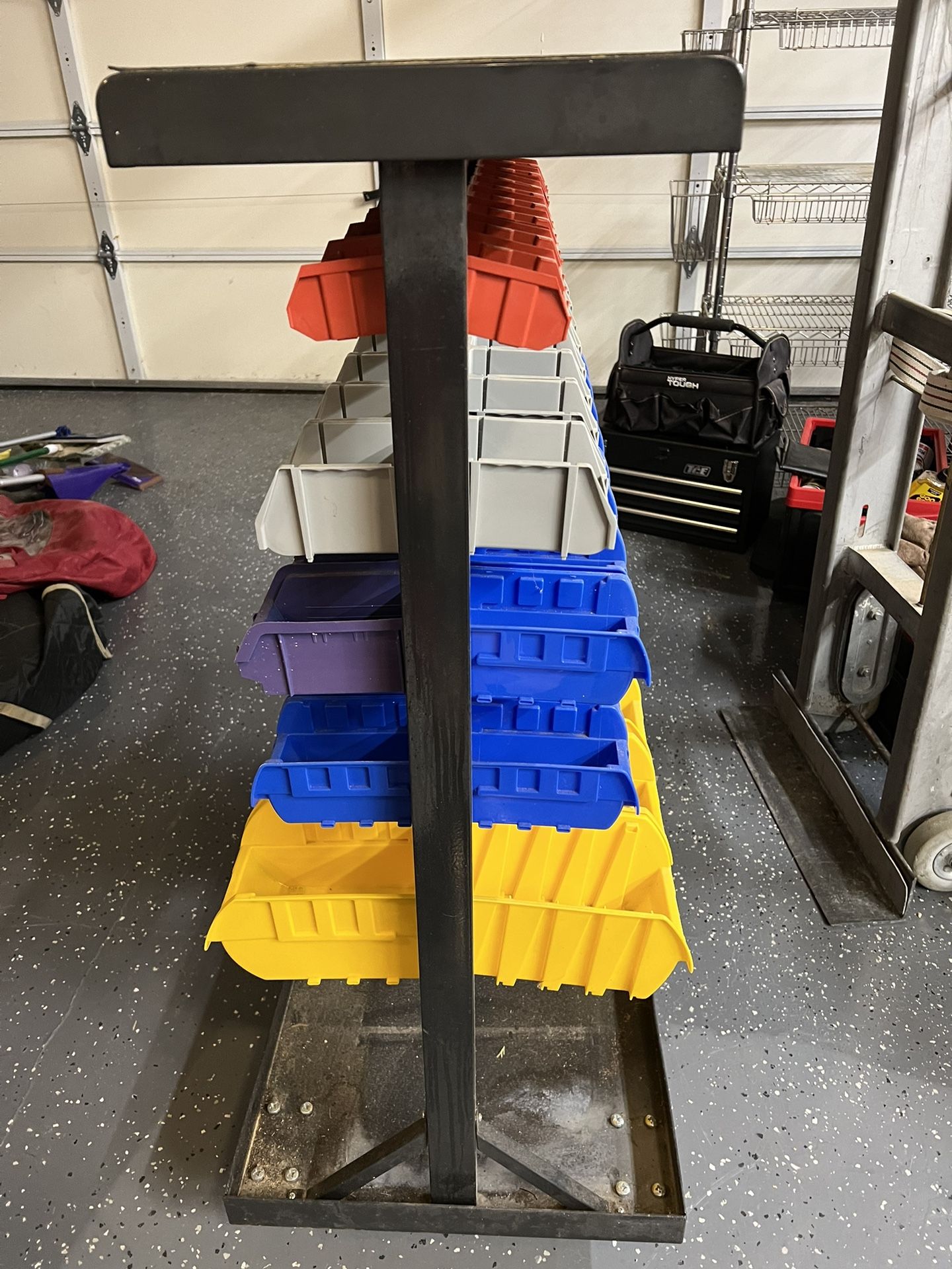 Mobile Double Sided floor Rack With Bins for Sale in Stanwood, WA OfferUp