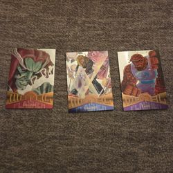 Marvel metal silver flashers thing, skullfire, and longshot