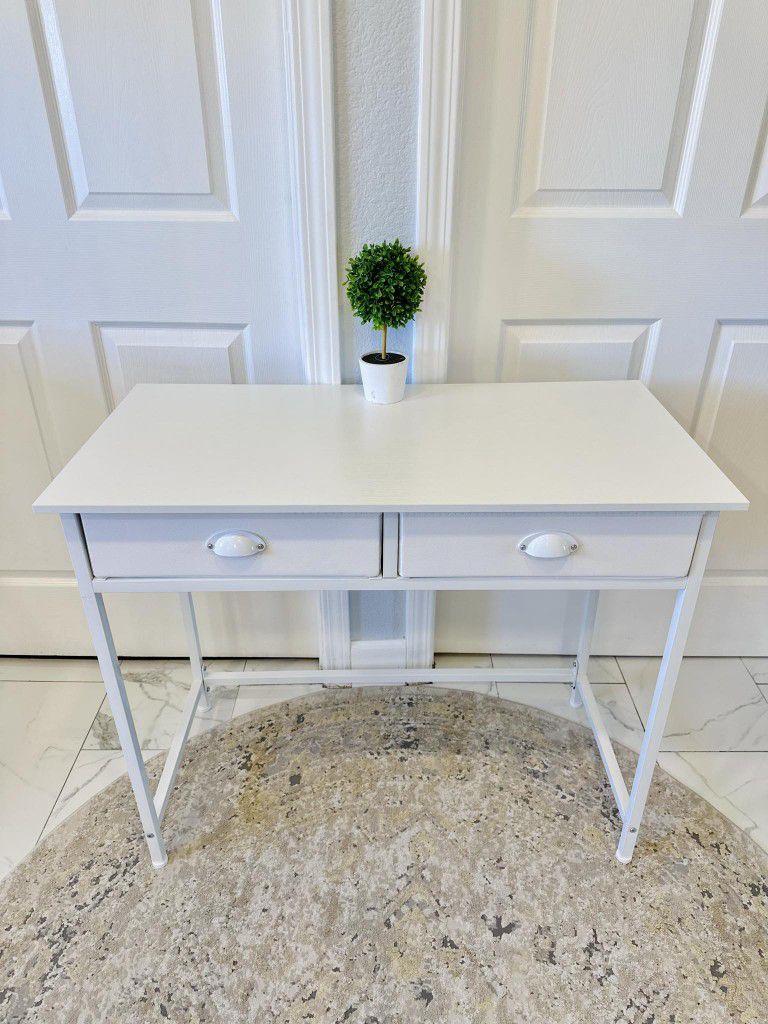 New White Writing Desk With Drawers
