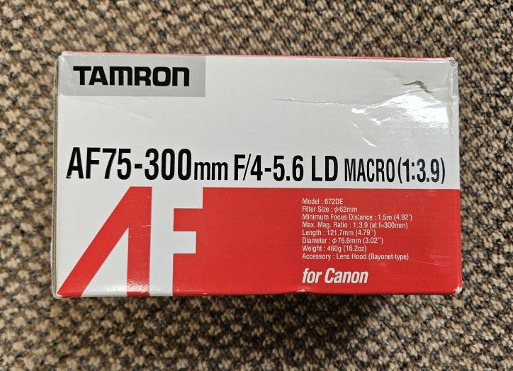 Tamron lens AF75-300mm f/4-5.6 LD Macro for Canon