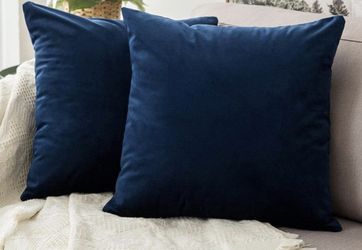 20x20 Inch Velvet Throw Pillow Covers, Pack of 4 - Dark Blue & Aqua | Available Until 12/15/25