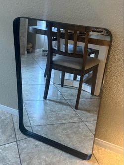 Black Metal Framed Rounded Corner Wall Mirror