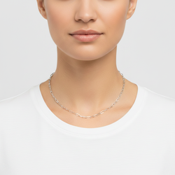 14K White Gold 20" Paperclip Chain