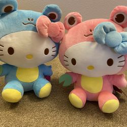 NEW Hello Kitty in Pink Frog Suit Costume 11" by Sanrio Plush (set of 2)