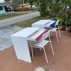 2 IKEA Desk Including The Chairs At 50 Dollar Each One