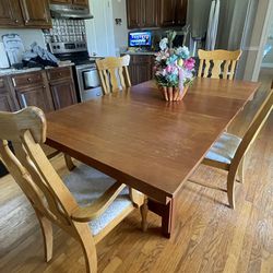 Dining Room Table - With Leaf And Chairs