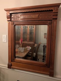 Antique Eastlake Walnut Beveled Mirror - Excellent Shape